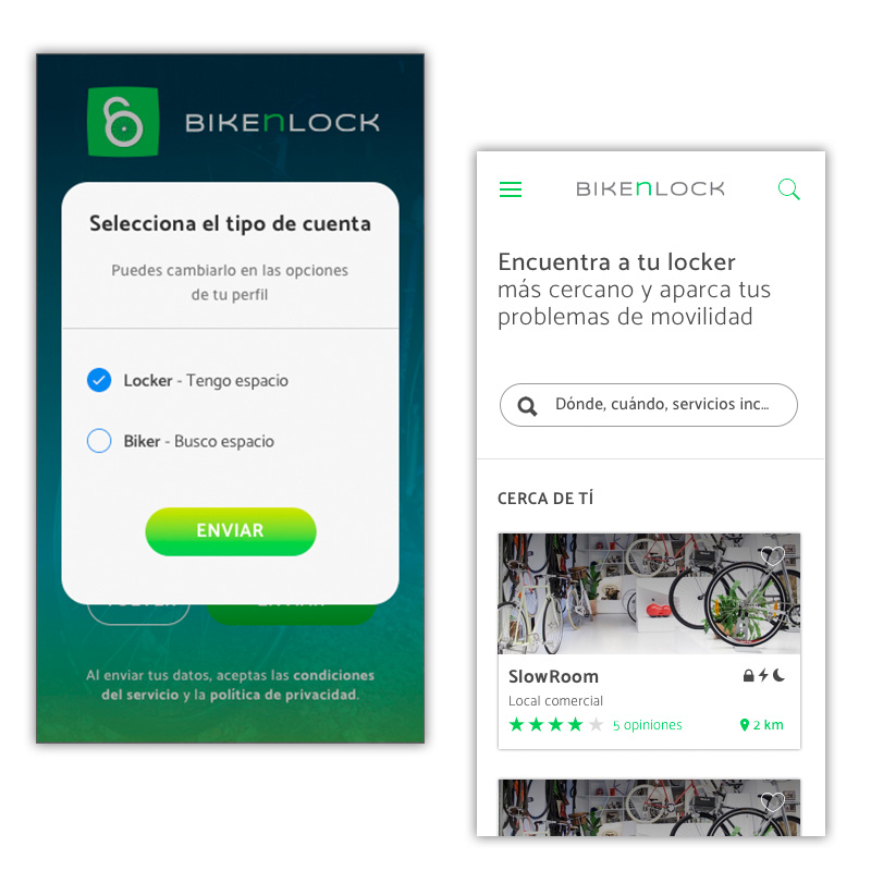 Bikenlock flujo pantallas